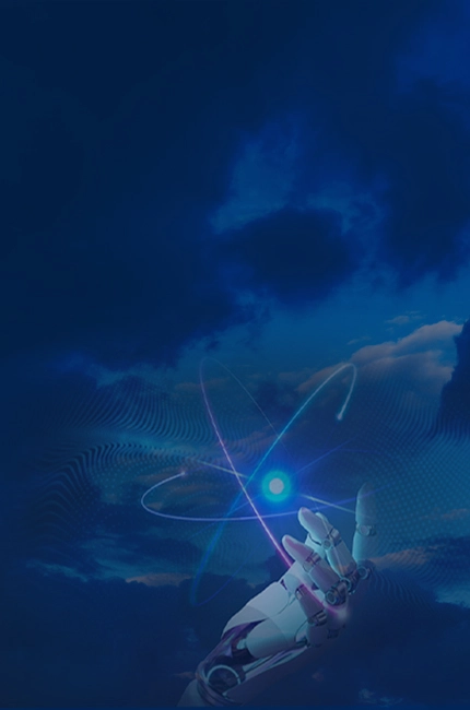 Robot hand with glowing digital design showing custom software development technology.