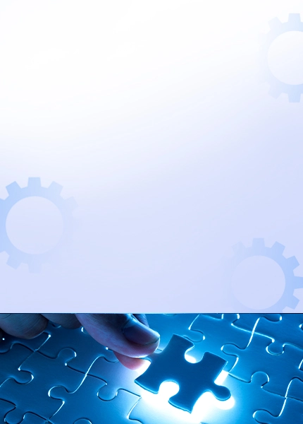 Business problem-solving concept showing a hand placing the final puzzle piece for strategic solutions